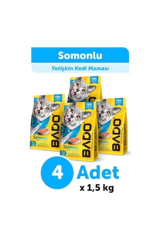 Bado Yetişkin Kedi Maması Somonlu 1,5 Kg 4'lü