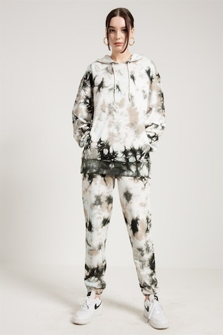Jahr Marc Batik Yıkamalı Gri Oversize Kapüşonlu Sweatshirt