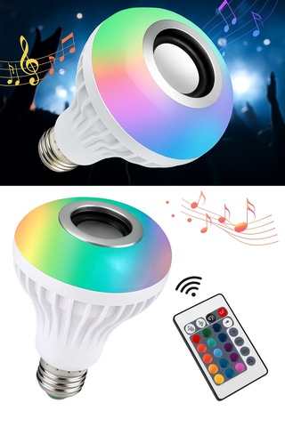Bluetooth Hoparlörlü, Rgb Led Işıklı Lamba, Uzaktan Kumandalı Beyaz