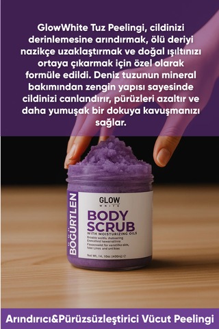 Glow Whıte Böğürtlen Body Scrub 400g Cildi Arındıran, Nemlendirici Ve Canlandırıcı Tuzlu Vücut Peelingi