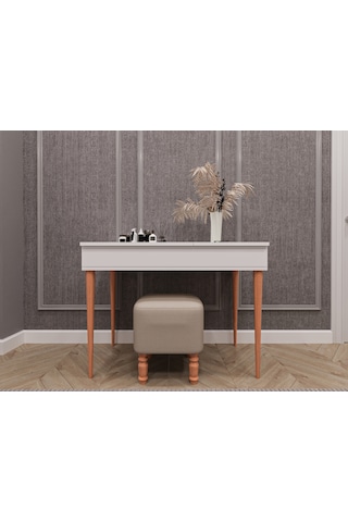 Asra Trend %100 Mdflam Aynalı Makyaj Masası Mam-01 Beyaz Beyaz