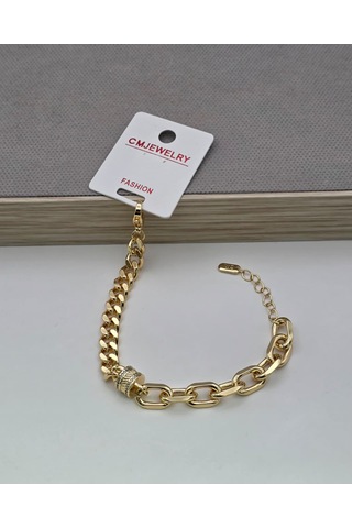 14k Kuyum Model Çelik Bileklik Altın Rengi
