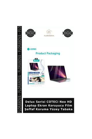 Delux Serisi Coteci Neo Hd Laptop Ekran Koruyucu Film Şeffaf Koruma Yüzey Tabaka