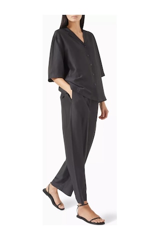 12storeez Takisada Satin Pants, Hafif Ve Yumuşak Pijama Stil Pantolon Siyah