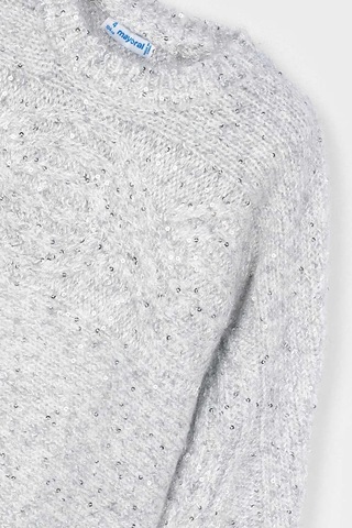 Kız Çocuk Desenli Kırçıllı Triko Kazak - Gri Pembe