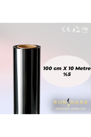 100 Cm X 10 Metre Siyah Cam Filmi %5 Ev Ofis Araç Uyumlu