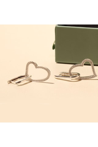 Büyük Kalp Küpe 717057 Silver