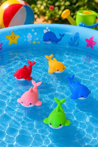 5 Adet Suda Yüzen Çılgın Balina Banyo Oyuncağı