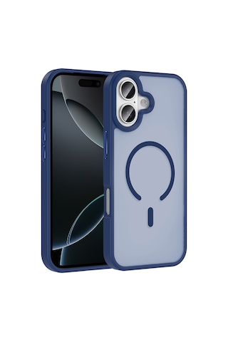 Apple Uyumlu iPhone 17 Kılıf M-safe Şarj Özellikli Mat Arka Yüzey Zore Sio Kapak Lacivert