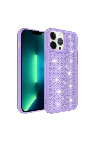 Apple Uyumlu iPhone 13 Pro Uyumlu Airbagli Parlak Tasarımlı Zore Snow Kapak-mor -