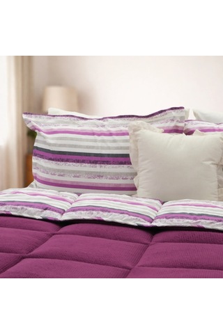 Sherpa Comforter Çift Kişilik Uyku Seti - Mürdüm