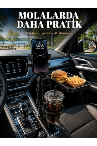 Çok Amaçlı Araç Organizeri Telefon Tutucu Ve Bardaklık Aparatı Çokrenkli