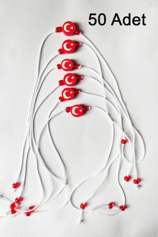 50 Adet Ay Yıldız Boncuklu Ip Bileklik-karne Hediyesi-23 Nisan- Öğrenci-öğretmen-29 Ekim - 1 Çok Renkli