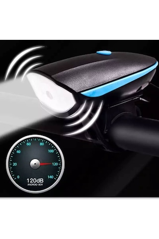 Çakarlı 120 Desibel 3 Modlu Elektronik Bisiklet Korna Ön Far Siyah