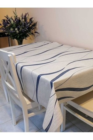 Elyaflı Pvc Muşamba - Desenli Silinebilir Masa Örtüsü 02mrl151b Mavi