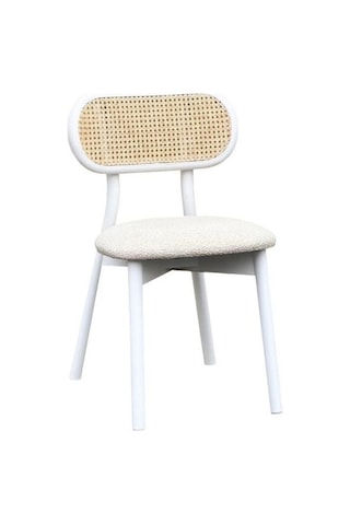 Orpheus Bambu Hasırlı Ahşap Sandalye Beyaz