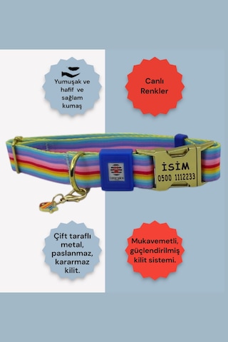 İsimli Köpek Tasması, Orta Ve Büyük Irk, Metal Kilitli Çzgmv Koyu Mavi