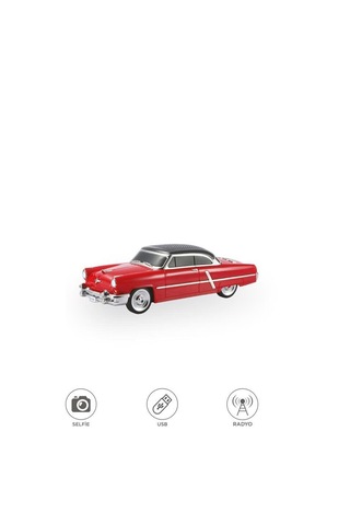Torima D85 Bluetooth Hoparlör Retro Klasik Araba Tasarımlı 10w Fm Usb Selfie Speaker Kırmızı