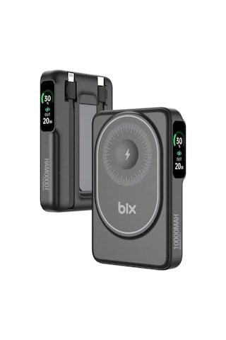 Tpb16 10.000 Mah Oled Ekranlı Manyetik Kablosuz Powerbank 20w Pd Hızlı Şarj Ve 15w Magsafe Siyah