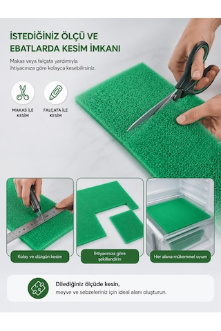 Beylini Buzdolabı Sebze Meyve Matı Rutubet Nem Küf Önleyici Meyve Sebze Saklama Taze Tutma Matı Kesilebilir Yeşil 47x30 Cm
