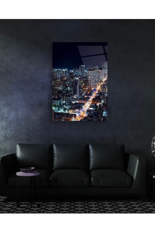 Gece Şehir Cam Tablo
