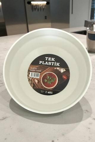 12'li Sert Plastik Çorba Kasesi Kırılmaz Yıkanabilir Beyaz