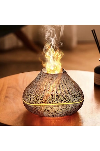 3d Alev Efektli Ultrasonik Aroma Difüzör 120ml Sessiz Led Işıklı Hava Nemlendirici Humidifier