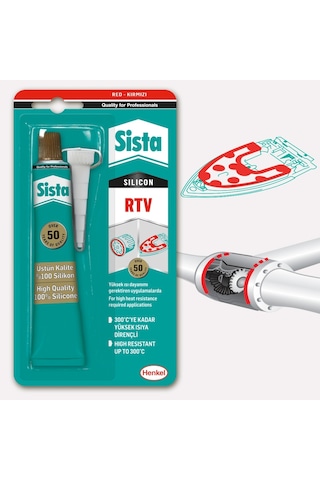 Sista Rtv Silikon Kırmızı Sıvı Conta Tüp 50Gr Kırmızı
