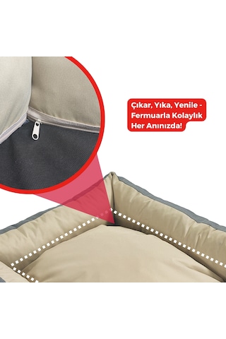 Xpermate Siesta Kedi Yatağı Ve Köpek Yatağı Tüy Tutmaz Kumaş Su Itici Kumaş Fermuarlı 55 x 60 x 23 CM