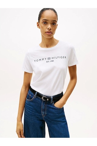 Tommy Hilfiger Reg Corp Logo C-nk Ss Kadın Beyaz Badi Ww0ww40276ycf Beyaz