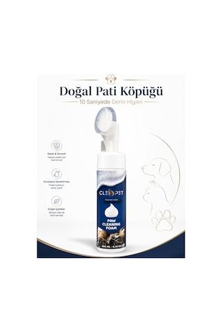 Cleapet Doğal Pati Temizleme Köpüğü 200 Ml Fırça Başlıklı, Durulamasız Kedi Ve Köpek Bakımı Bitkisel, Probiyotik, Vegan Susuz Şampuan