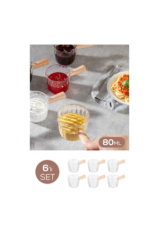 6'lı Ahşap Saplı Akrilik Sosluk 80 Ml Çok Renkli