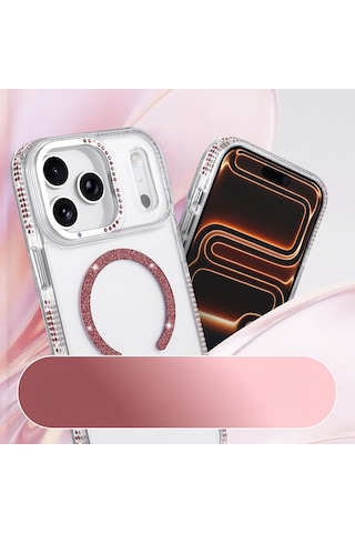 Maks Technology Apple Uyumlu iPhone 18 Pro Kılıf M-safe Şarj Özellikli Mkst Tera Silikon Kapak - Mürdüm