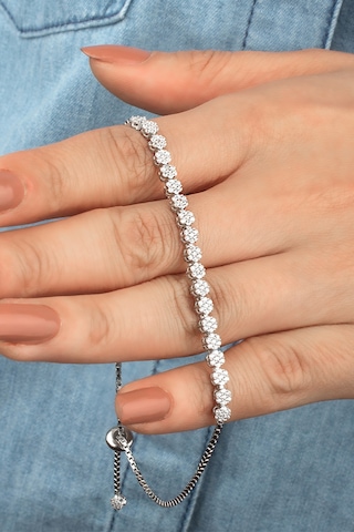 925 Ayar Gümüş Pırlanta Tasarımı Asansörlü Bileklik