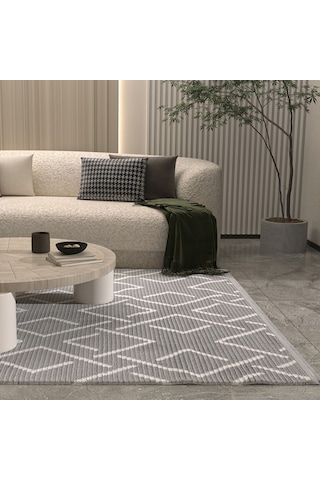 Cool Halı Vetrina 3605 Gri Yumuşak Doku Halı Kilim Salon Mutfak Koridor Kesme Yolluk Dokuma Makine Halısı