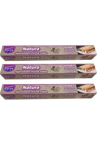 Natura Ağartılmamış Hazır Kesilmiş Pişirme Kağıdı 10 Lu Üçlü Set