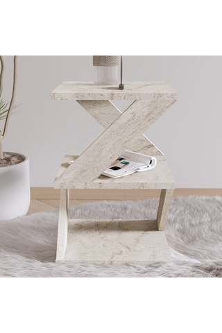 Albeni Yan Sehpa Ahşap Siyah - Bej Bej