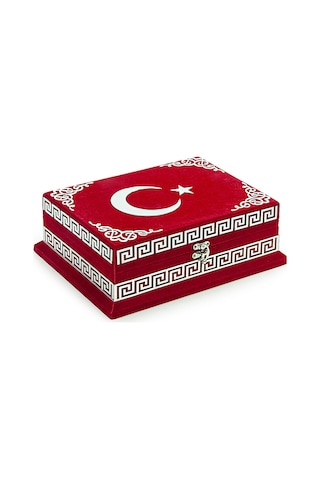 Kadife Sandıklı Ay Yıldız Türkiye Özel Tasarım Kuranı Kerim Seti