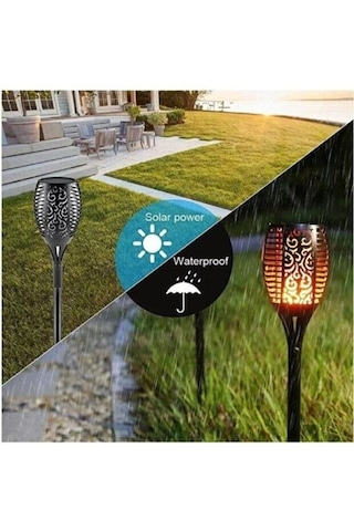 Solar Güneş Enerjili Bahçe Aydınlatma & Alev Efektli Solar Bahçe Lambası & 50 Cm Meşale 1