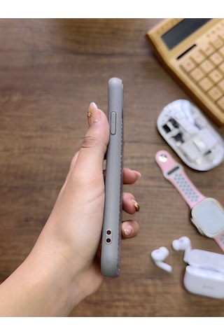 Apple iPhone Xs Max Uyumlu Premium Deri Dokulu Darbelere Karşı Dayanıklı Nazal Silikon Kılıf Gri