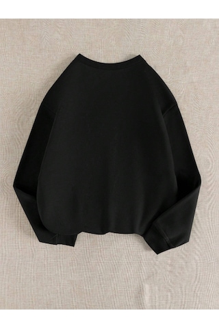 Startmore Siyah Unisex Erkek/kadın Ok Bear Özel Renkli Baskılı Oversize Pamuklu Bisiklet Yaka