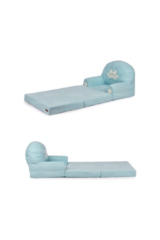 Portatif Katlanabilir Sevimli Çocuk Koltuğu - 3 Katlı Çocuk Yatak Koltuk - Taşınabilir Bebek Koltuğu Mavi