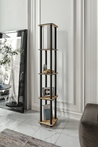 Estantes Kare Raflı Lambader Safir Meşe Şapka Rengi