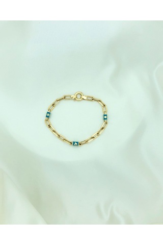 14 Ayar Turkuaz Mineli Altın Bileklik