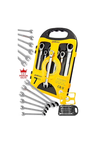 Premium Mafsalsız Cırcırlı Anahtar Takımı 7 Parça Profesyonel Kullanım İçin Kaliteli Set