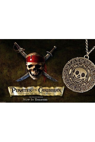 1 Adet / Grup Film Korsanları Karayip Kolye Aztec Para Bağbozumu Altın Kaptan Jack Serçe Madalyon Kafatası Kolye Kolye Kolye Kolyeler Altın - Beyaz