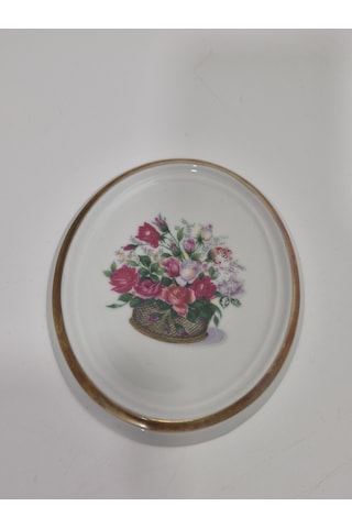 Vintage Dekoratif Çiçek Temalı Porselen Duvar Tabağı 11cm 003