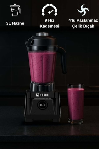 3 Lt Dijital Bar Blender Pro Siyah