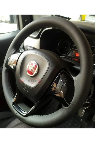 Fiat Doblo 2010-2021 Uyumlu Dikmeli Direksiyon Kılıfı Soft Siyah 11cm