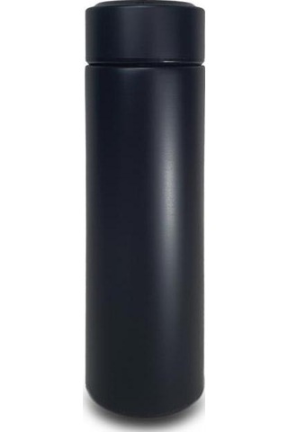 Dijital Sıcaklık Göstergeli Süzgeçli Siyah Termos 450 ML